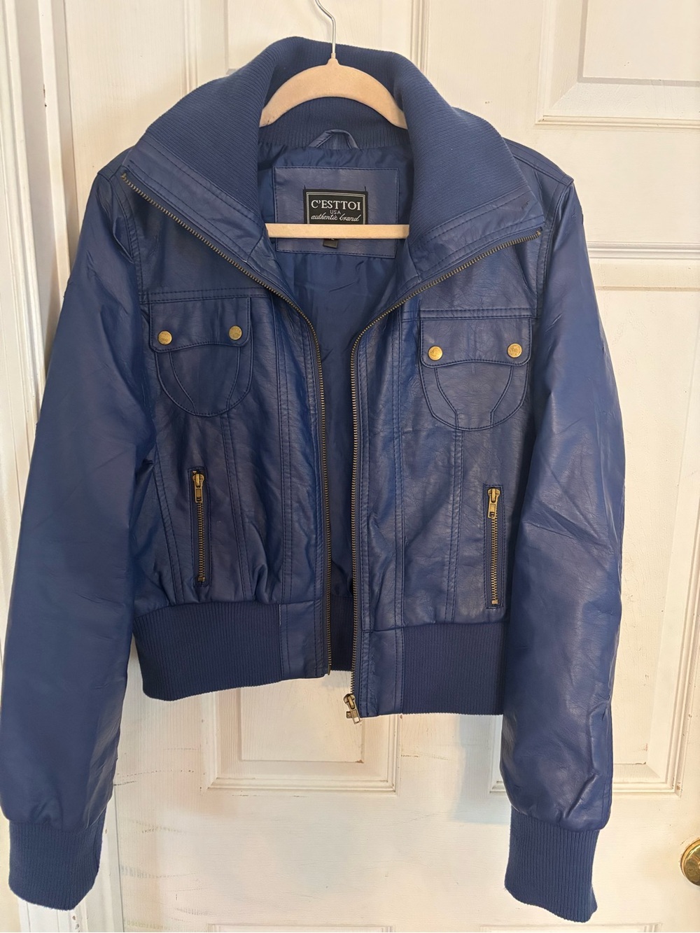 C'est Toi Blue Women's Bomber Jacket